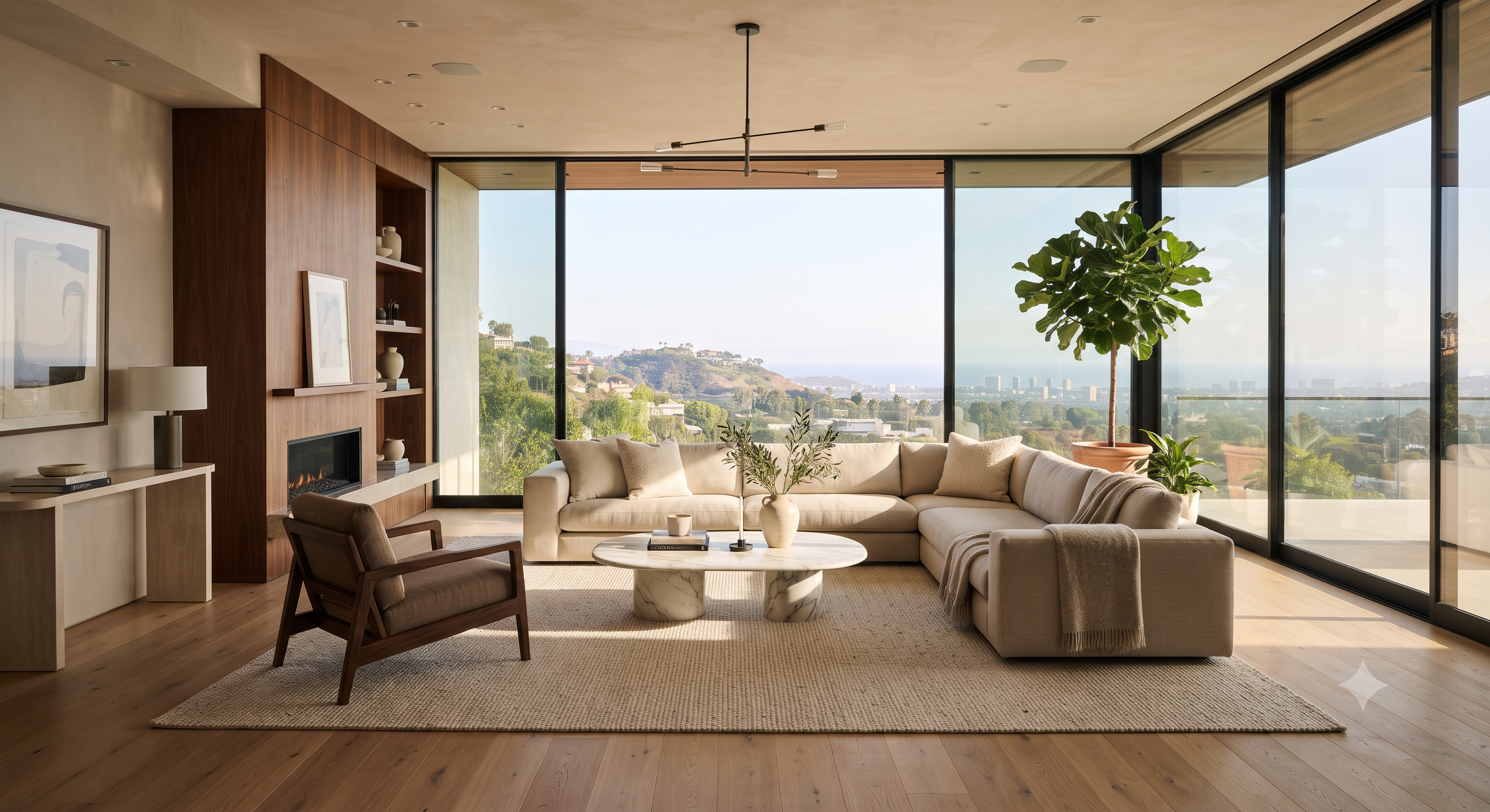 Suthar Interior Studio luxury living room design with bespoke timber joinery